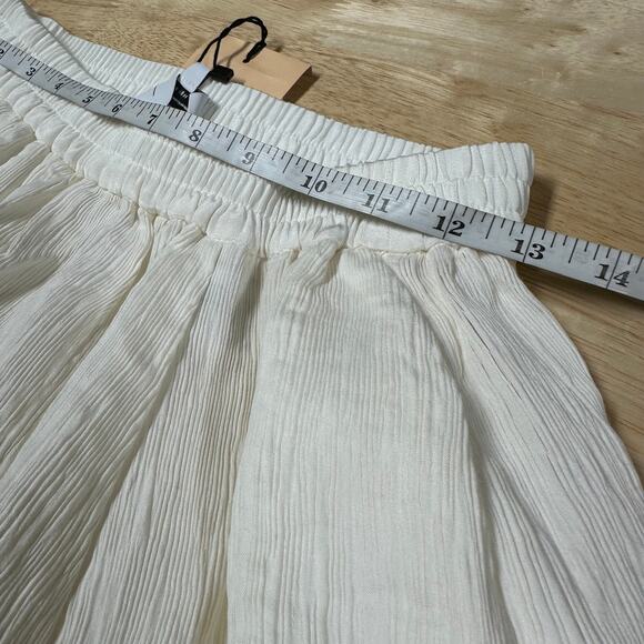 La Ligne NWT Crinkle Maxi Skirt Cream Color Size S Pull-On Waist Side Pockets - Picture 8 of 9